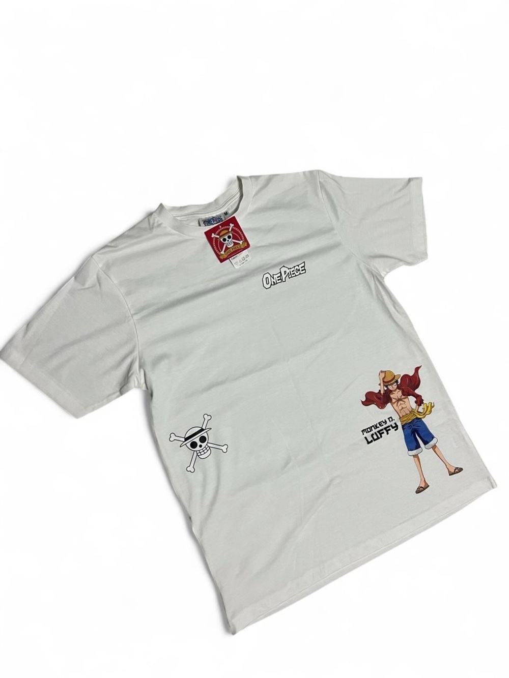 Onepiece White Short Sleeve Tee with Monkey D. Luffy Graphic